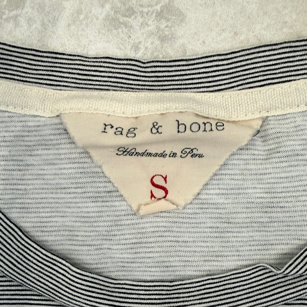 rag & bone Navy Thin Stripe Short Sleeve Men's Tee - Picture 2 of 4